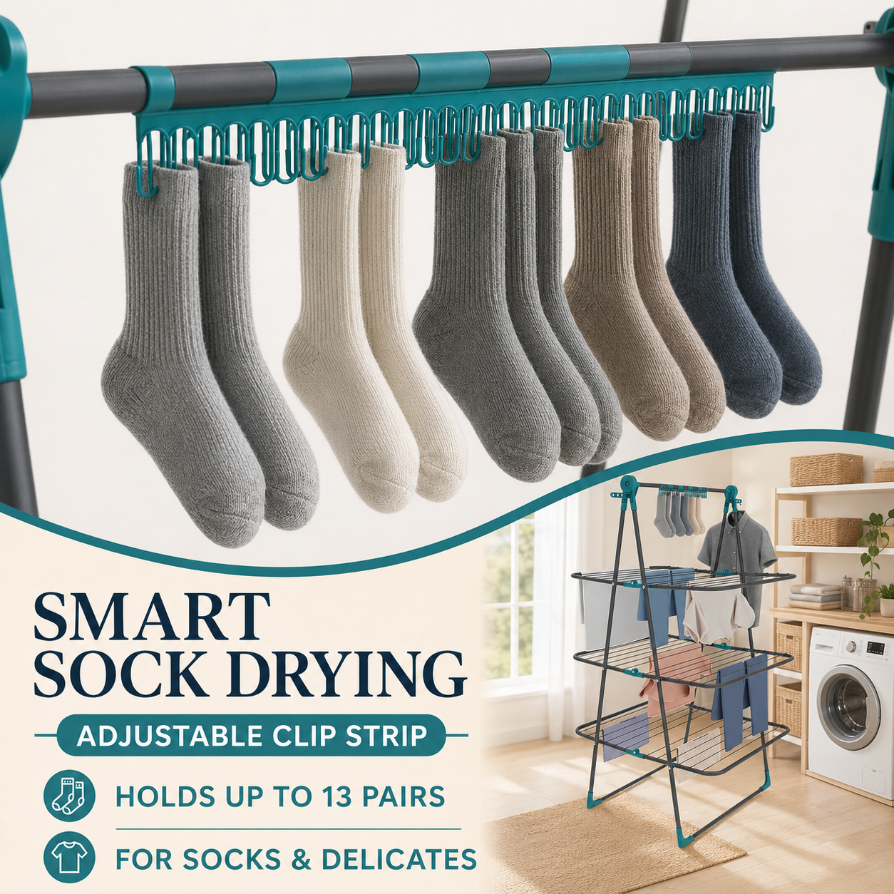 3-Tier Foldable Clothes Drying Rack with Adjustable Hanging Arms